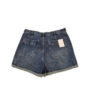 MNK Womens High Rise Relaxed Denim Shorts Vintage Blue OM6030AGG1 Size 16 NWT